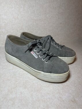 Superga Gray Suede Leather Upper Style SOOCVBO Plateform Sneakers Size US 7